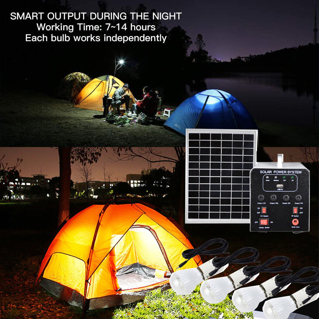 Solar Panel Power Generator Kit Solar Panel Battery 4 bulbs 25W Off-Grid Solar