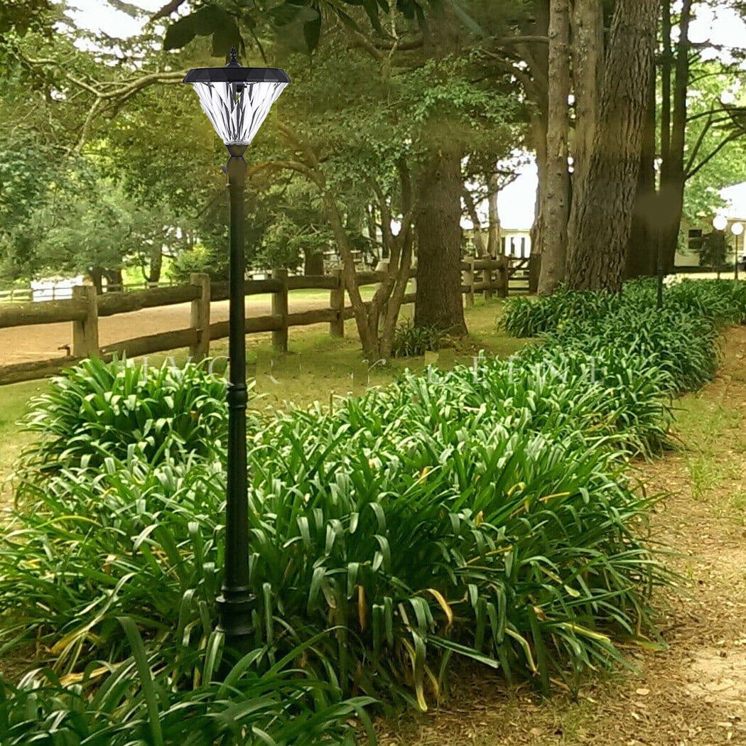 Solar Post Light Solar Pila Street Lamp Lantern Round Flat Top Yard Lawn Walkway