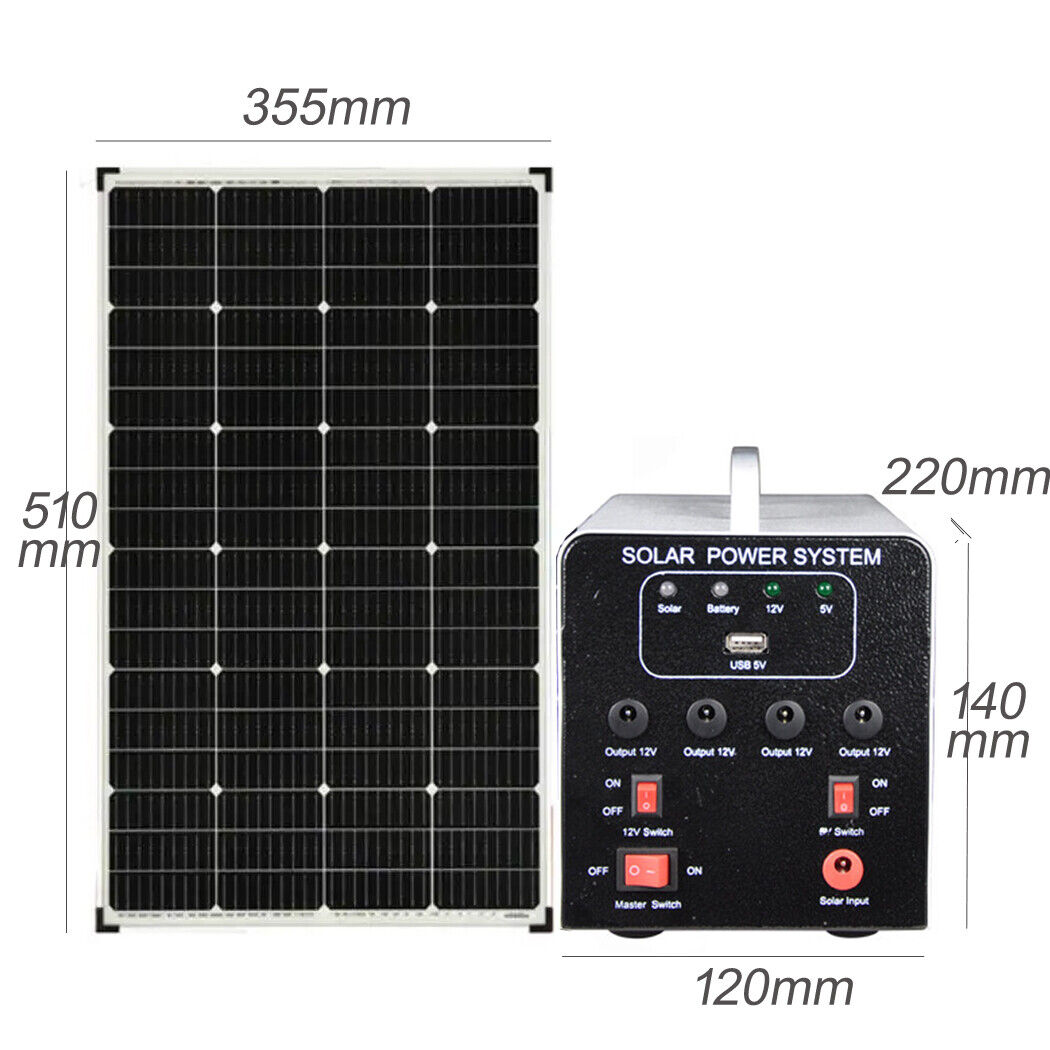 Solar Panel Power Generator Kit Solar Panel Battery 4 bulbs 25W Off-Grid Solar