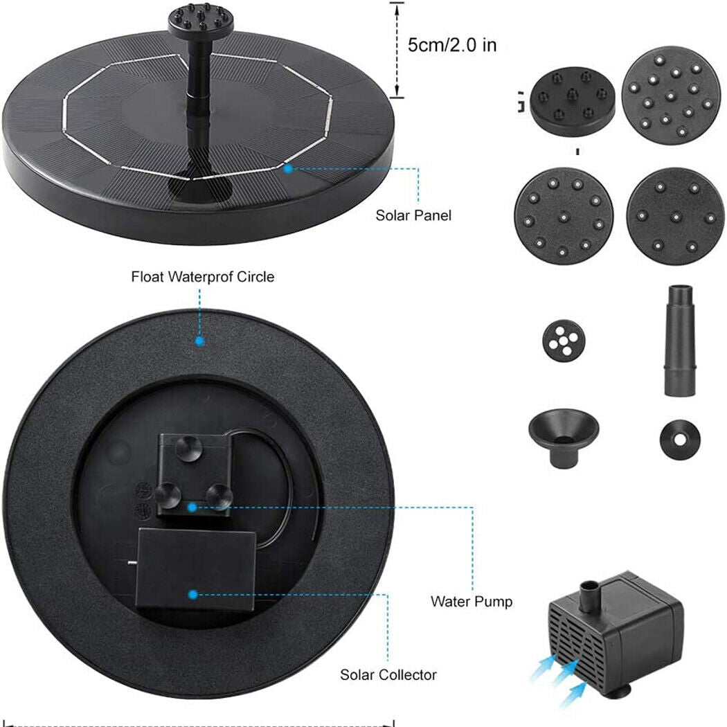 Floating Solar fountain Watering Submersible Pump Pond Pool Garden Aquari