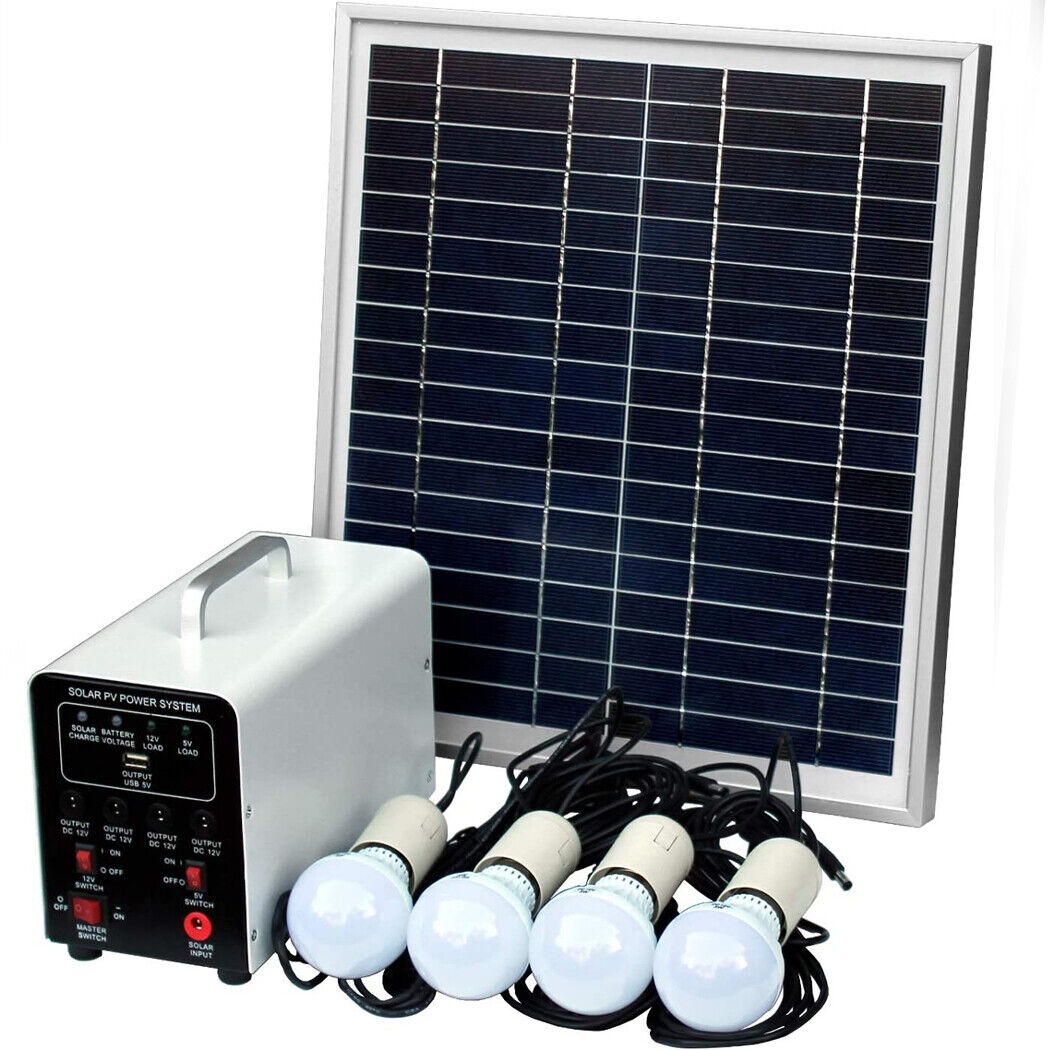 Solar Panel Power Generator Kit Solar Panel Battery 4 bulbs 25W Off-Grid Solar